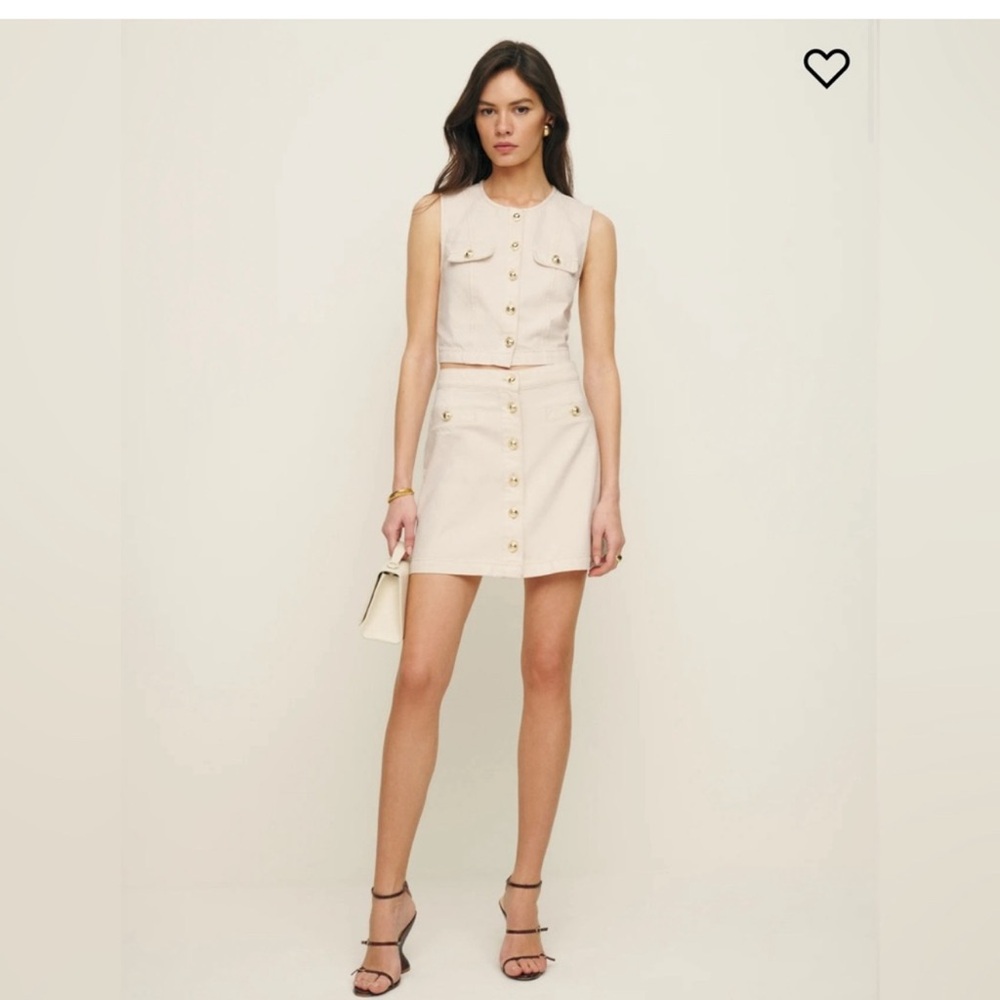 Reformation Kennedy Denim Set Top Skirt